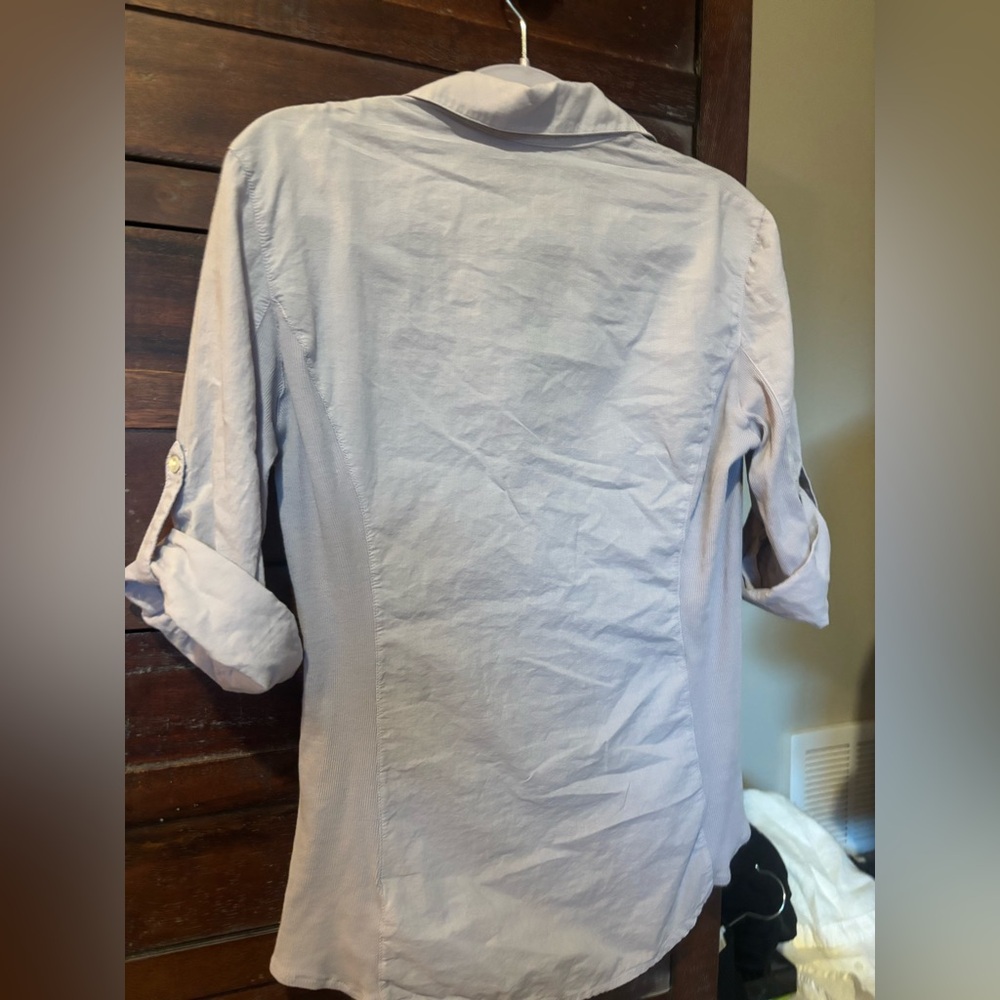 James Perse Contrast Side Panel Three-Quarter Sleeve Button-Up Gray Size 3 - Picture 6 of 7